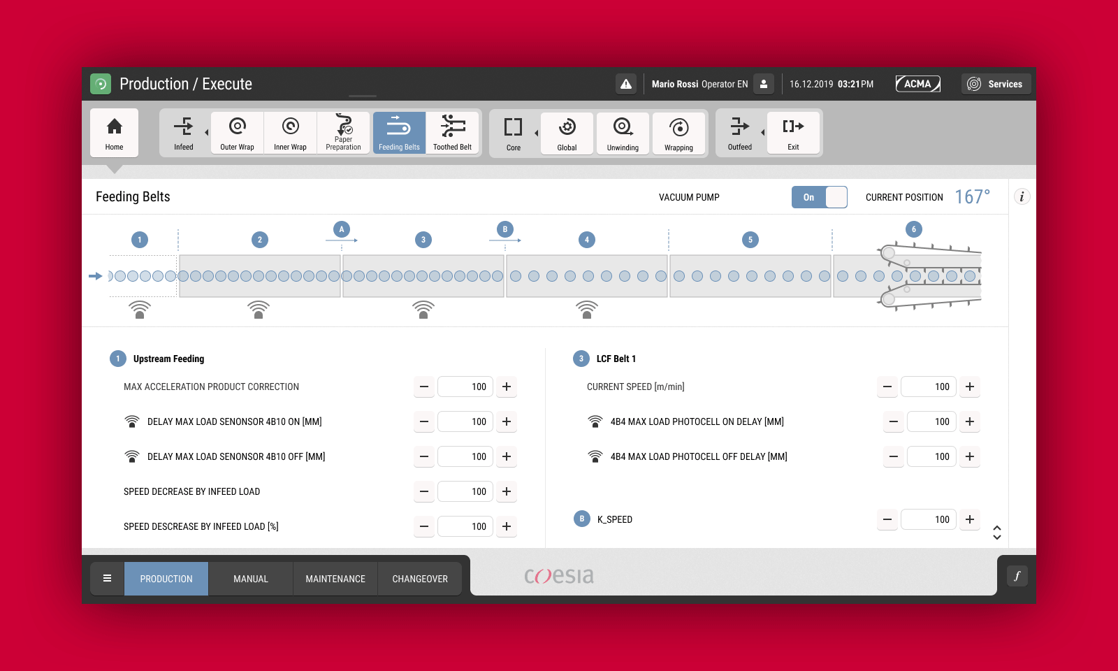 HMI-Projekt Coesia OptiMate unterschiedliche Designs des HMI
